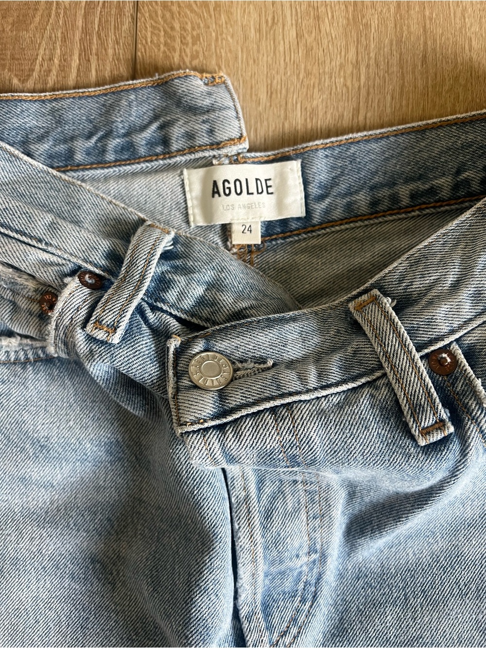 AGOLDE Women's Light Blue Criss Cross High-Rise Jeans - Size 24